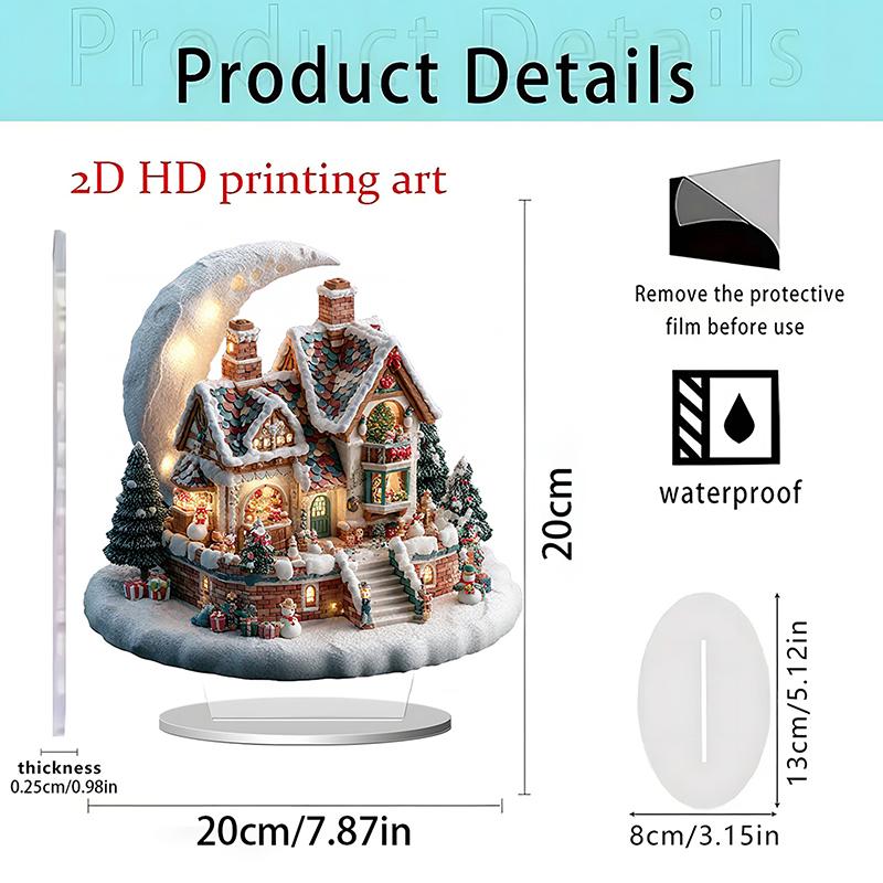 Christmas Reindeer Sleigh Santa Figurine 2D Acrylic Christmas Santa Claus On Sleigh With Reindeers Decorations Holiday Santa