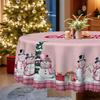 Christmas Tablecloth, Snowman Christmas Tree Gift Pink Dream Warm Merry Christmas Table Decoration