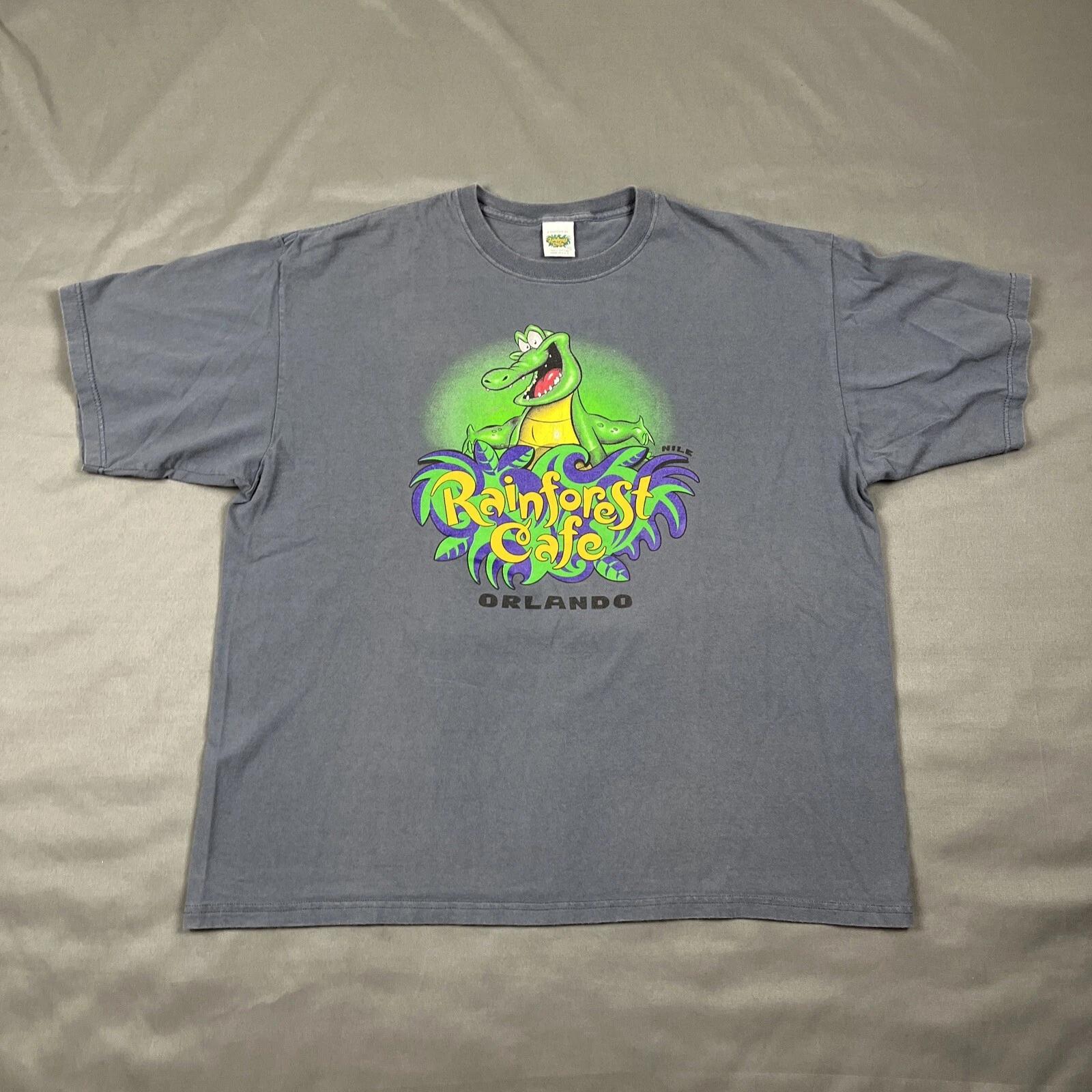 

VTG Rainforest Cafe Shirt Mens XXL Blue Orlando Graphic USA Nile The Crocodile M