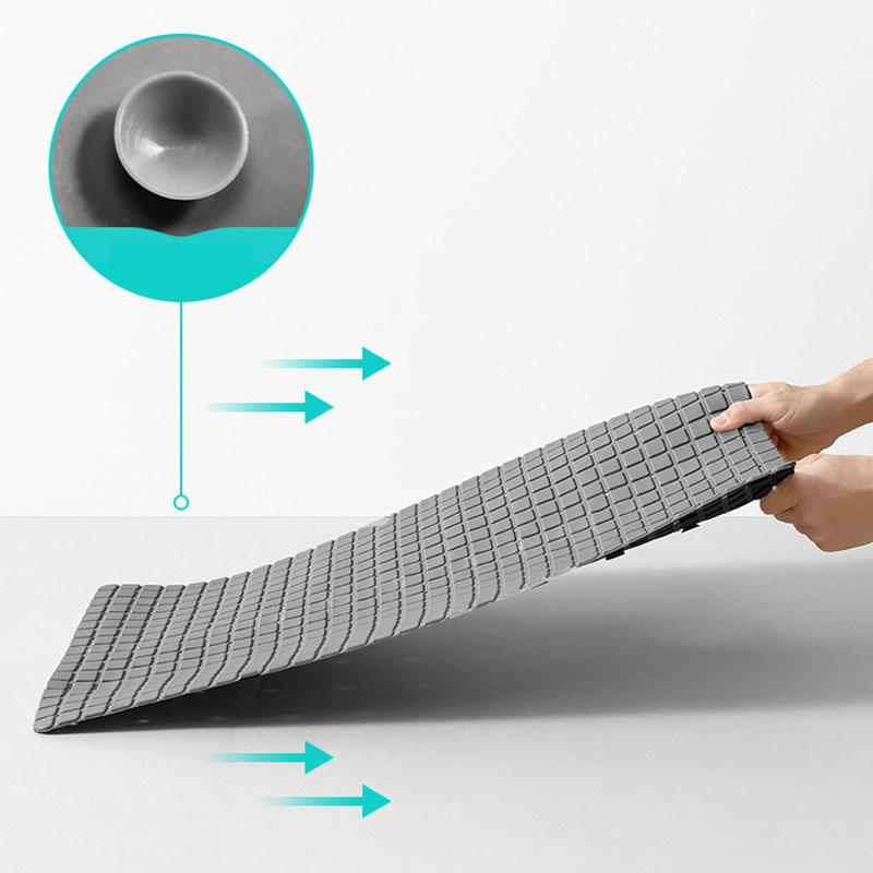 Nordic TPE Bathroom Anti Slip Mat Shower Room Drainable Floor Mat with Suction Cup Soft Interior Decoration Footpad for Toilet