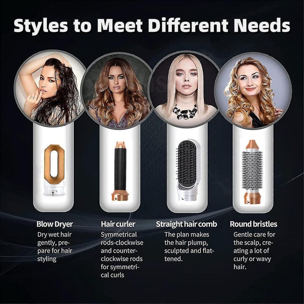 5-in-1 Haarstyler, Airwrap Air Styler mit Heißluftbürste, Haartrockner, Glätteisen, Lockenwickler (Weißgold)