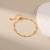 Womens Minimalist 18k Gold Plated Geometric Thin Chain Gold Bracelet