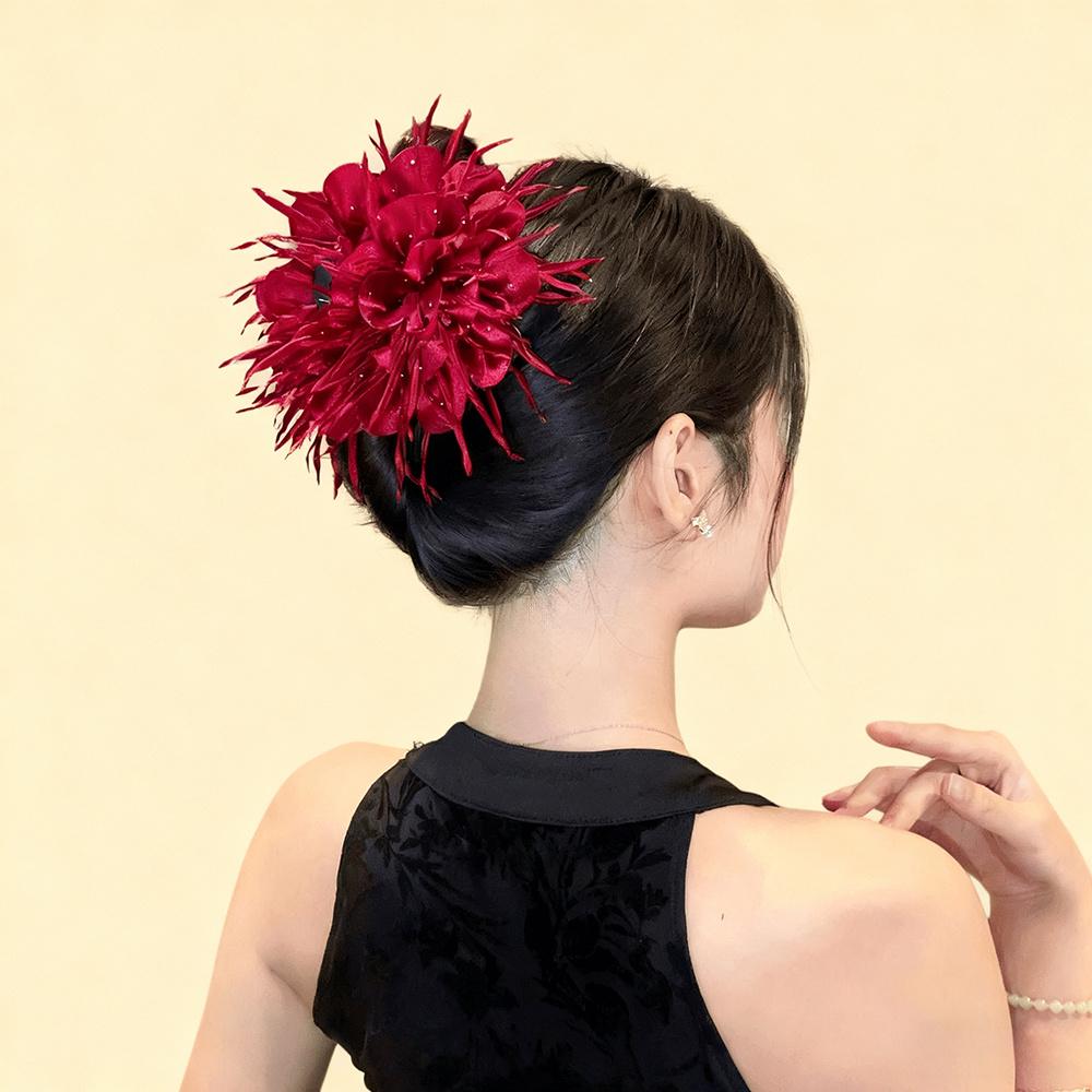 1pc New Simulation Hydrangea Large Acrylic Hair Claw Clip, Women'S Fashion Bohemian Style Hydrangea Flower Bun Hair Clip, Shark Clip