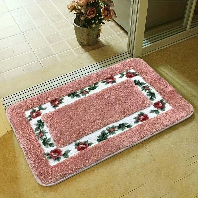 

Коврик для пола с цветочным рисунком в стиле ретро, впитывающий коврик для ванной комнаты, устойчивый к скольжению и впитывающий коврик для ног 60 * 90cm