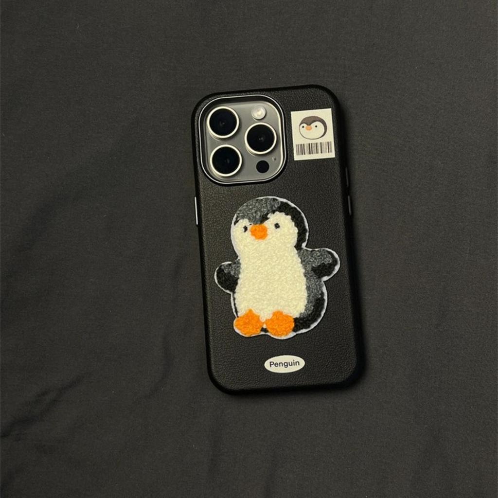 Plush Penguin Xiaomi 15/13 Mobile Phone Case NOTE14/12/11 Anti-drop K70/K60/K50 Soft Leather Pattern