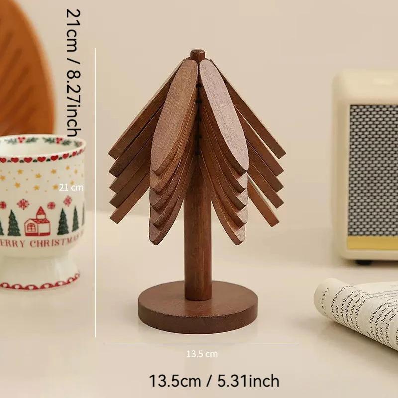 Bamboo Trivet Set And Coasters Heat Resistant Natural Wood Grain Desktop Decoration Pot Holder for Hot Pots Tea Pots.