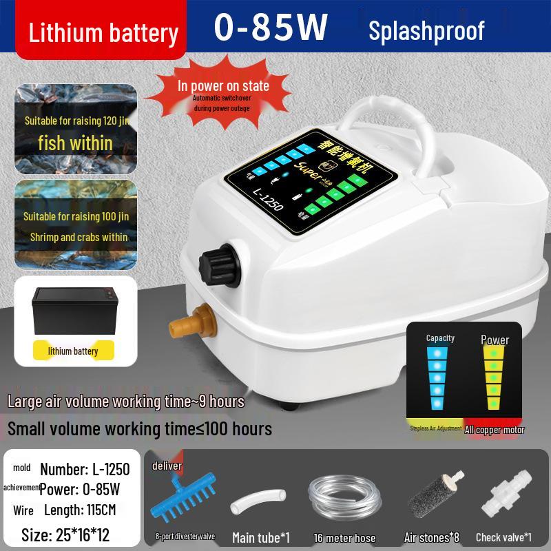 High-Power Adjustable Lithium Battery Oxygen Pump for Fish Tanks and Ponds