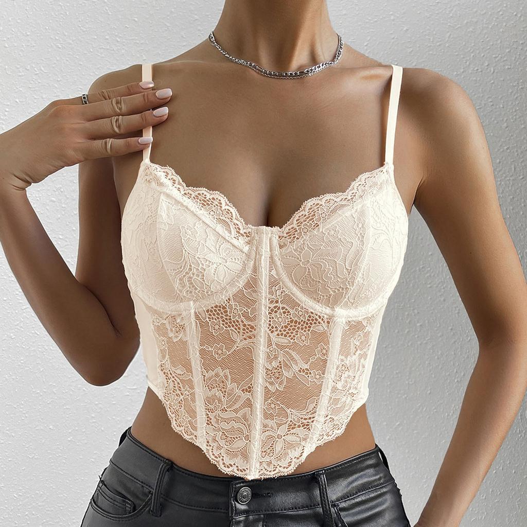 Women's Loose Casual Solid Color Lace Vest With Suspender Top Lace Vest With Suspender Top