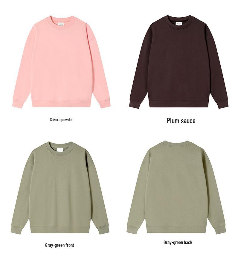 Heavyweight 380g Round Neck Pullover Sweatshirt – Autumn/Winter Trend, Drop Shoulder, Thick Long Sleeve Outerwear