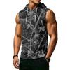 Men’s Athletic Sleeveless Hoodie with Drawstring Hood and Front Pocket Casual Loose Fit Camouflage Patterned Vest Top