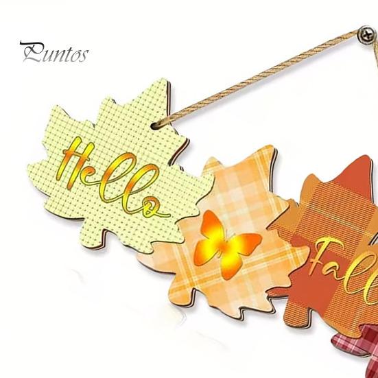 Erntekürbis Wandbehang Herbst Willkommensschild mit Seil für Haustür, Rustikale Ahornblattform Holz Festival Schmuck Dekor Und Schmetterlingselemente