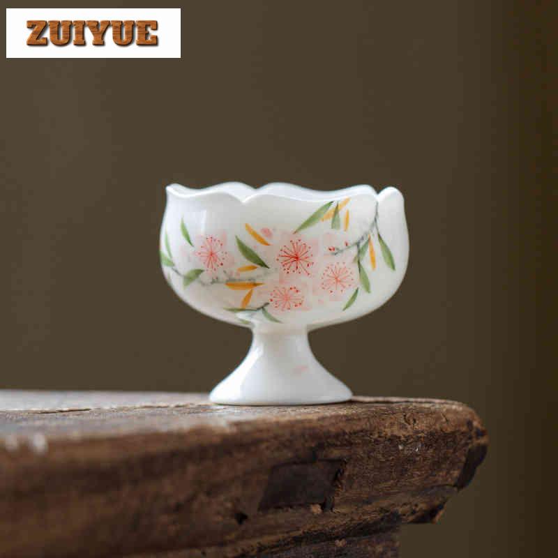 2pc/lot Hand-painted Peach Blossom Teacup Antique Tea Bowl Water Jug Tea-tasting Fragrance Cup Chazhan Master Cups Tea Set 70ml
