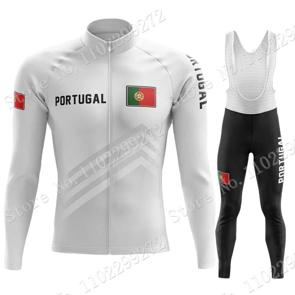 New Portugal National Team Cycling Jersey Set Winter Mens Long Sleeve Clothing Suit MTB Bike Road Pants Bib Ropa Ciclismo