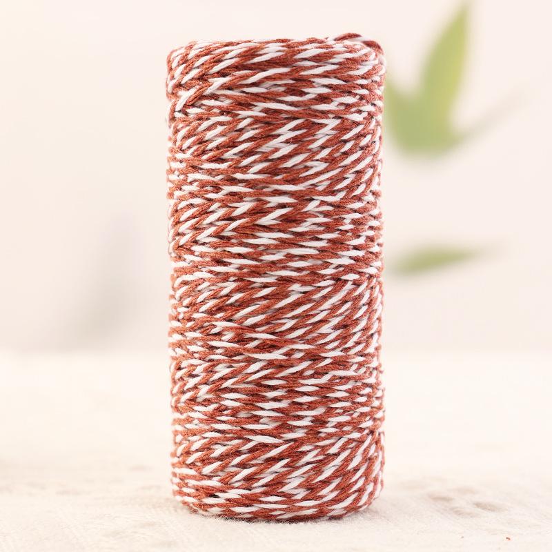 1,5mm Dvoubarevná bavlněná šňůra, DIY Ručně tkaný materiál na visačky - 100m role