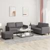 Vidaxl 3-Cz. Sofa Set with Cushions, Grey, Faux Leather