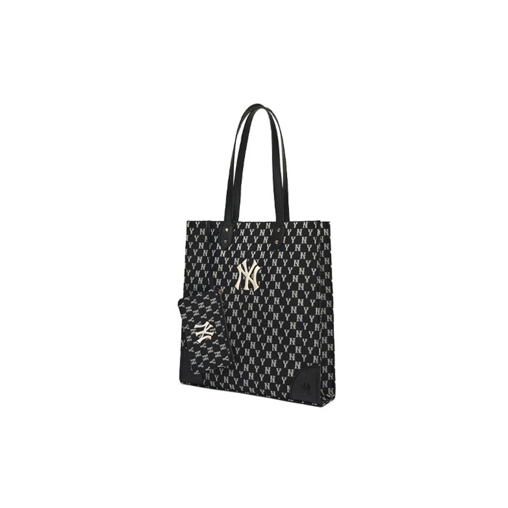New MLB Monogram Collection Polyester Combo Bag Tote Bag Shopping Bag Shoulder Bag Handbag Large Size Unisex Black 3AORL031N-50BKS