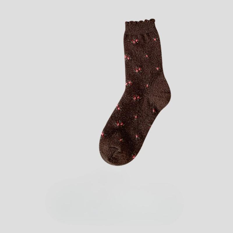 Fall/Winter Printed Wool Mid-Calf Women's Socks - Versatile Women's Warm Layered Socks