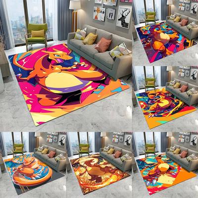 Alfombra de Dragón Lanzafuego de Pokémon Dibujos Animados Sala de Estar Dormitorio Mesa de Cocina Balcón Alfombra Antideslizante Decoración Fresca para el Hogar