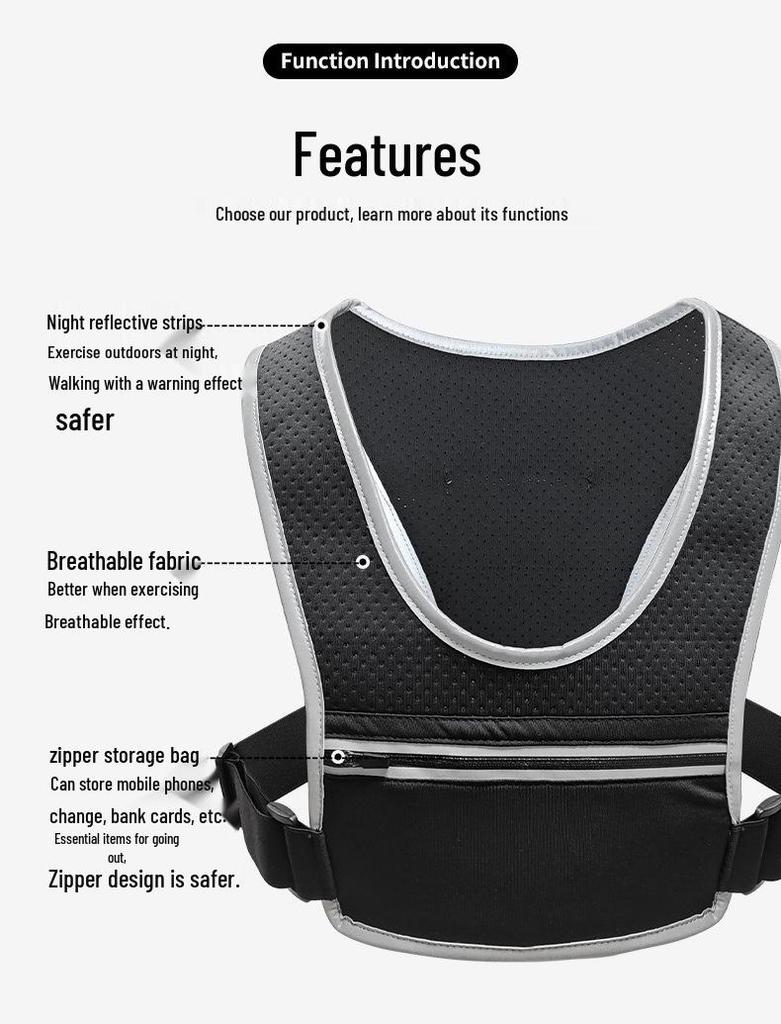 Unisex Reflective Running & Cycling Chest Vest with Water Bottle Holder