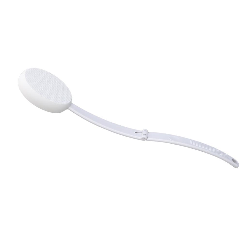 Folding Curved Handle Bath Brush with 2 Heads Anti Slip Labor Saving Back Scrubber Long Handle