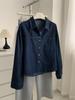 Korean Retro Tencel Cotton Pocket Denim Shirt Women's 1116 Spring Small Lapel Shirt Cardigan Jacket