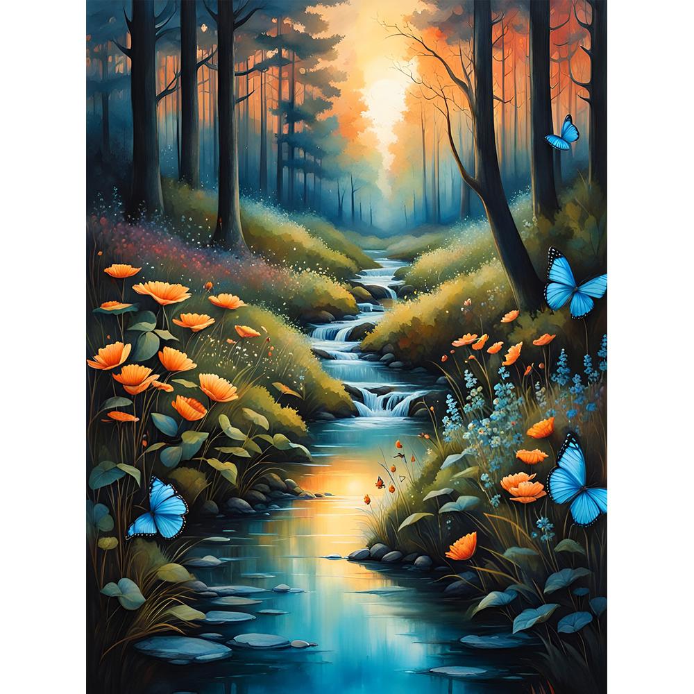 

5D Diy Алмазная вышивка Красивые цветы и бабочки Алмазная картина Рукоделие Вышивка крестиком Домашний декор j3637 square 50x40cm синий