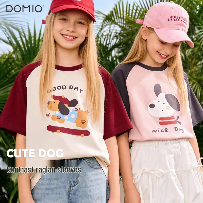 DOMIO Mädchen Raglan Kurzarm T-Shirt