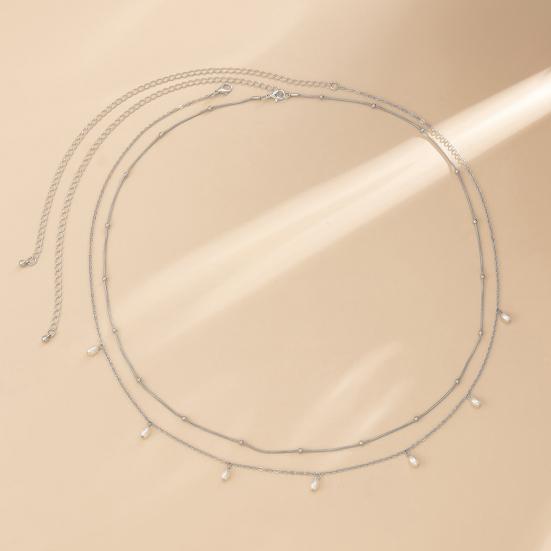 2Pcs Double Layers Thin Versatile Belly Chains Women Adjustable Faux Pearls Waist Chains Jewelry