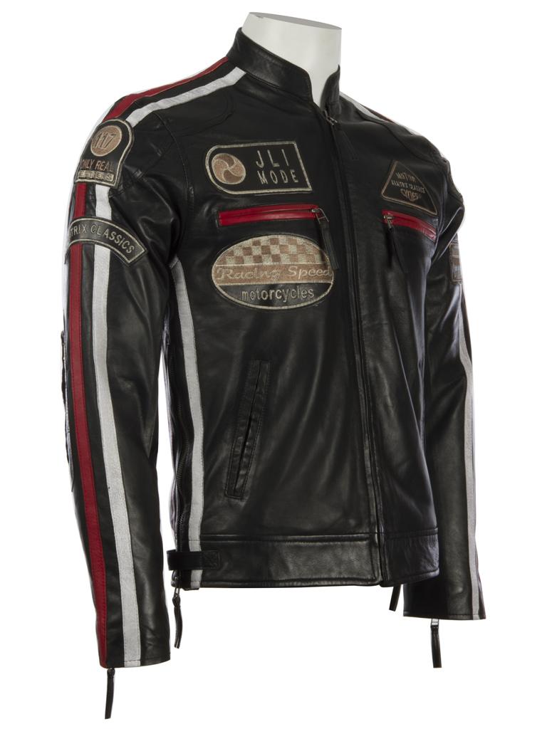 AVIATRIX Herren Leder Racing Biker Jacke (CXUS) - Schwarz