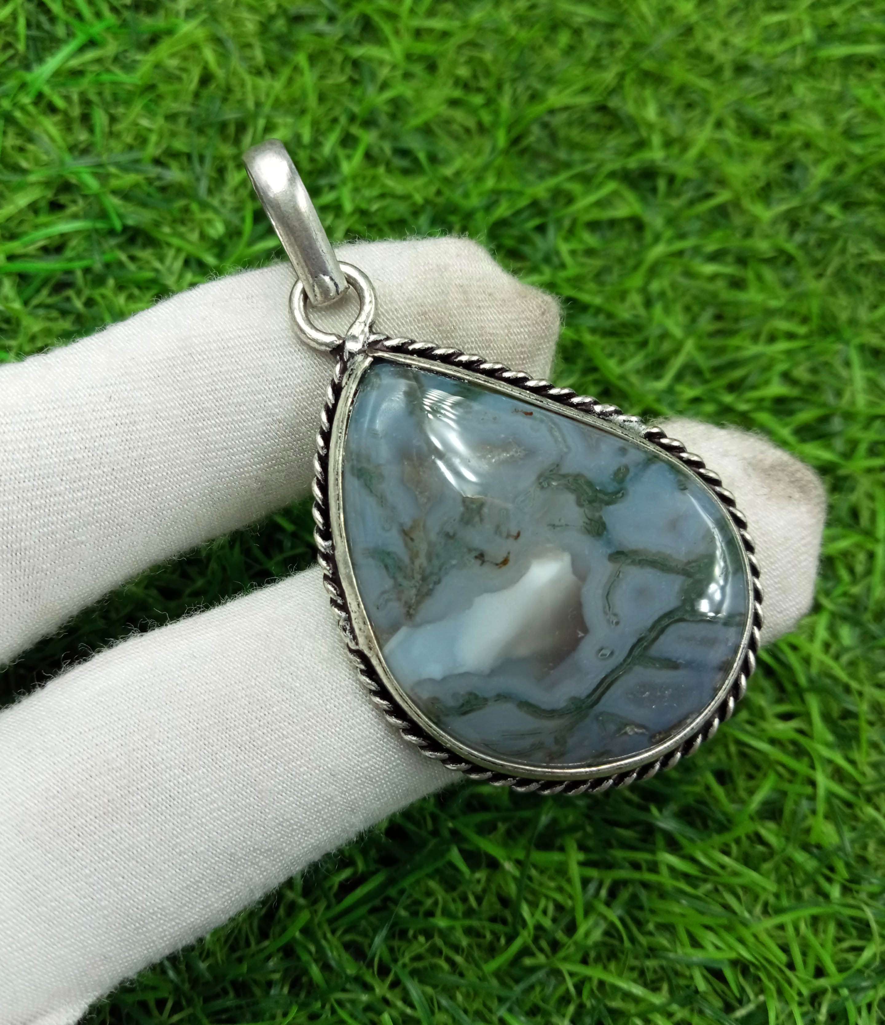 

Подвеска из мохового агата 925 пробы с серебряным покрытием DEP-07