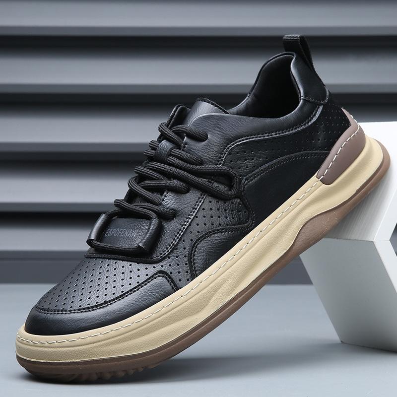 New Men's Shoes Summer Hollow Leather Breathable Crooked Clown Shoes Trend Versatile Casual White Shoes Men's Board Shoes
