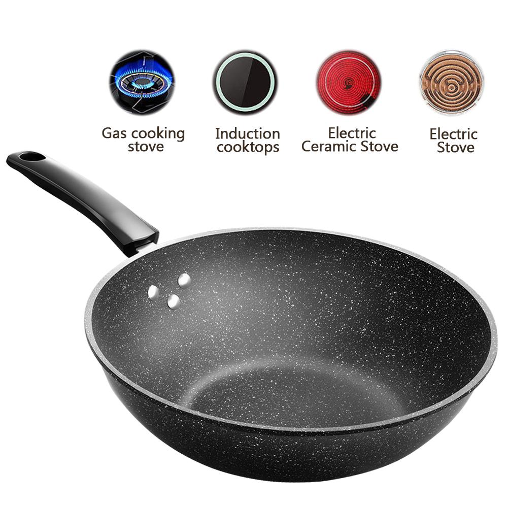 Medical Stone Multifunctional Wok Pan Lightweight Universal Skillet Cooking Pan for Induction Cooker Gas Stove