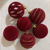 30Pcs 6Cm Velvet Christmas Balls Red Flocked Christmas Spheres Pendant Merry Christmas Tree Ornaments New Year Gifts Home Decor