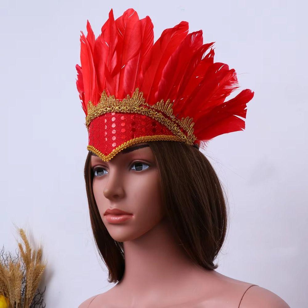 Hair Band Feather Headdress Head-mounted Carnival Costume Headwear Chief Headdress Halloween