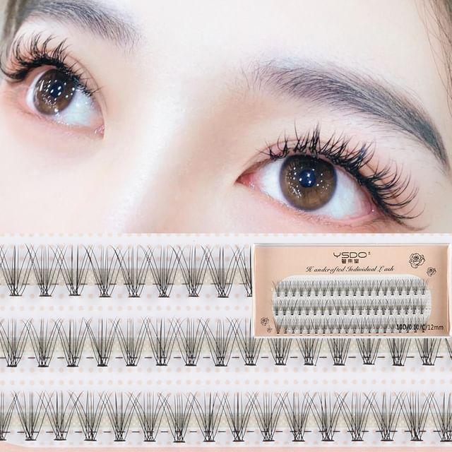 Lashie - Natural Crisscross Cluster False Eyelashes 10D - Black - 0.8cm