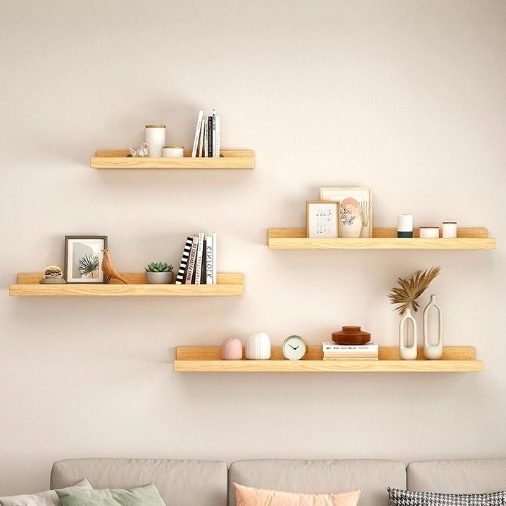 Decorative Wooden Floating Shelf Minimalist Style Bookshelf Organizer  Kitchen