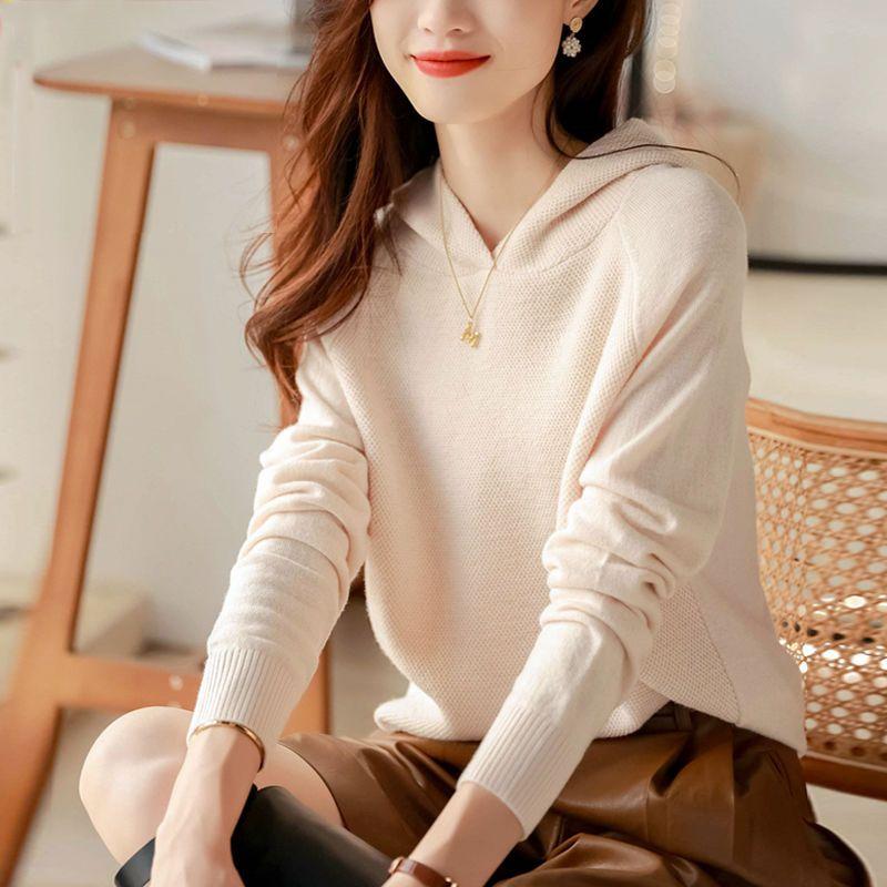 

Пуловер женский, осень 2023, шерстяной свитер, свитер с капюшоном, женский трикотаж, универсальная свободная верхняя одежда, свитер, пуловер, женский