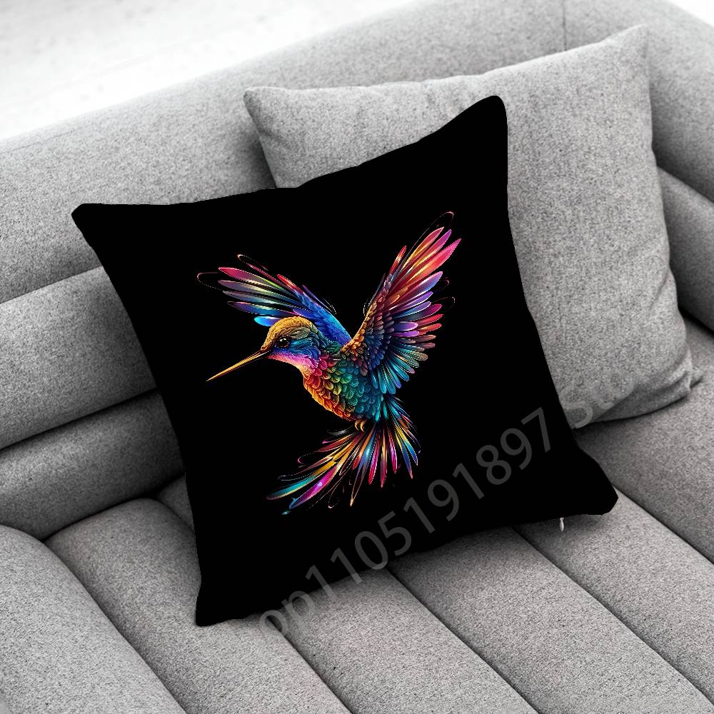 Colorful Bird Hummingbird Throw Pillow Case For 50x50cm 30x30cm 55x55cm 45x45cm 40x40cm Square Bed Pillowcase Cover