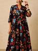 Plus Size Bohemian V-neck Long Dress - Spring/Summer European American Ethnic Style