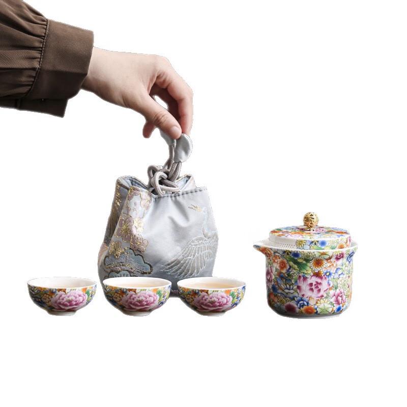 Meijin Palace Style Enamel Ceramic Travel Tea Set
