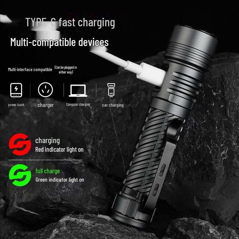 High-Power Aluminum LED Flashlight: Rechargeable Long-Range, Fixed Focus, Super Bright Outdoor Lighting