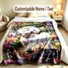 Dog Theme Soft Blanket Personalized Custom Name Text Print Warm Blanket Home Sofa Bedroom Decor