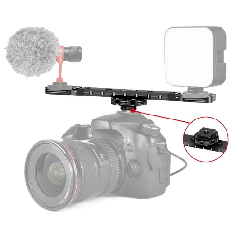 Cold Shoe Mount Bracket Aluminum Extension Bar Plate Double Hot Shoe Adapter for Microphone LED Video Light Stand