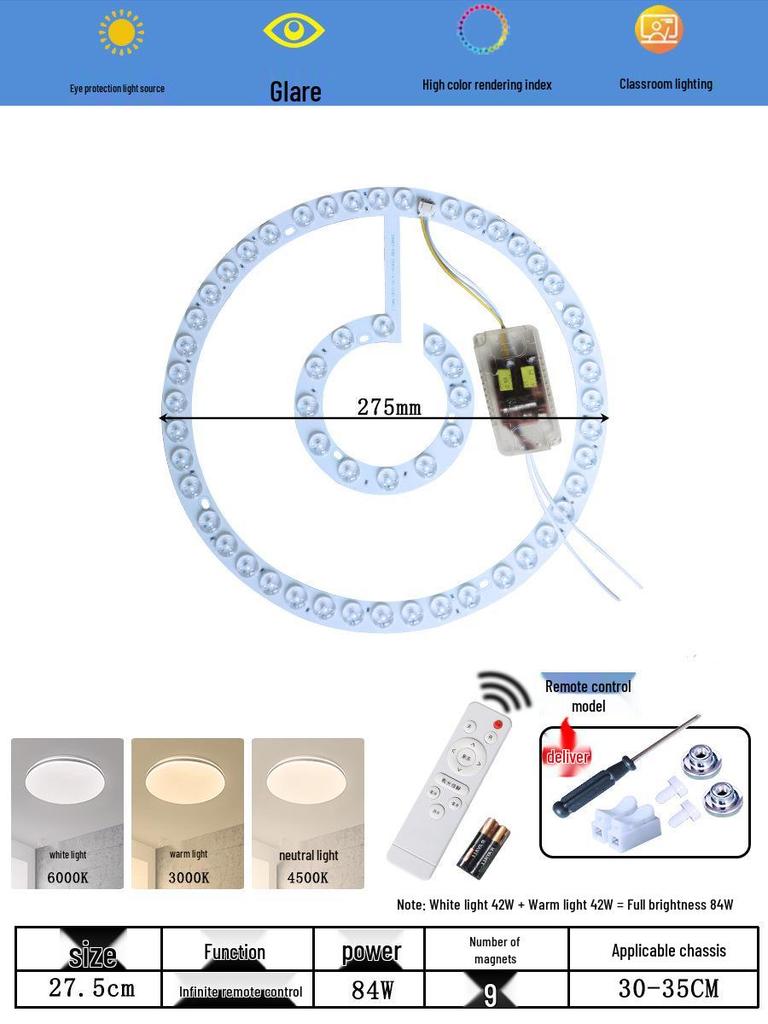 Ceiling LED Light Replacement Panel with Tricolor Changing Beads for Living Rooms