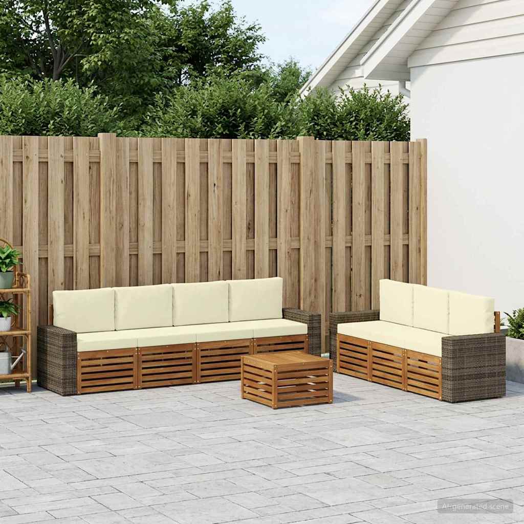 Outdoor Sofa Set with Cushions 8 pcs Solid Acacia Wood