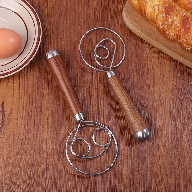 Dänischer Schneebesen mit Holzgriff, Rührstäbe für Eier und Sahne, Doppellöcher, Mehl, Kuchenrührer, Schneebesen, Küchen-Backutensilien