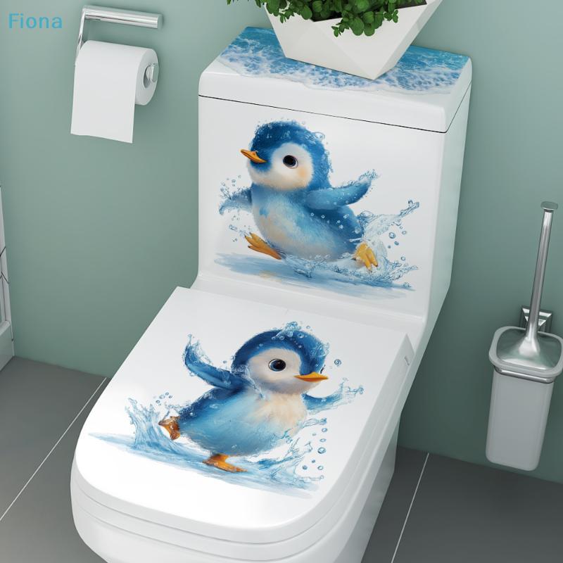 Swimming Little Penguin Toilet Sticker,Self-adhesive Waterproof,Bathroom Decoration Decal,Toilet Seat Cover Sticker