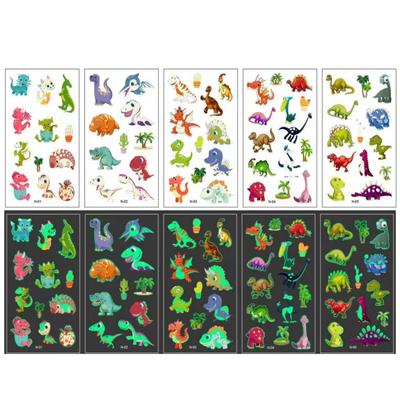 Dinosaur Dragon Toddler Kids Tattoo Children's Transfer Sticker 7 Types 1 Pcs N-Glow 5-Piece Set