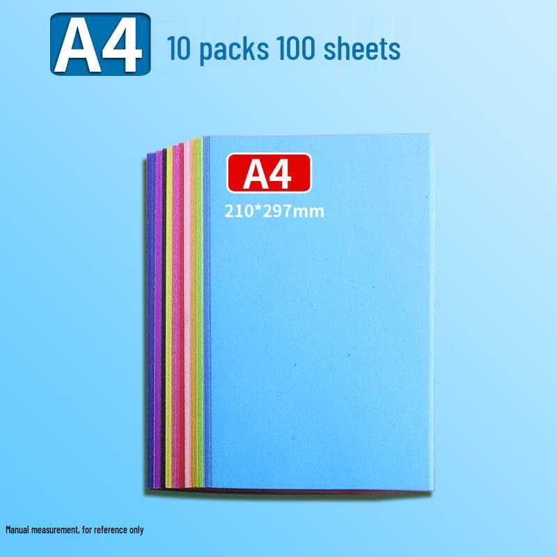 Free Shipping Colored Cardstock: 10 Colors, Thick A4 Origami Paper for Kindergarten Crafts and Student Projects.