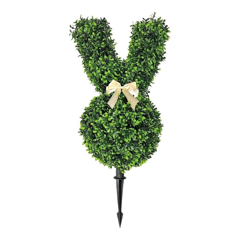92MF Easter Stake Rabbit Topiary Tree with Realistic Green Pot for Home and Garden Parterre Enhancement